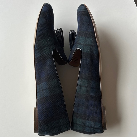 J Crew Tassel Plaid Slip-On Loafers in Dark Blue & Green - Picture 5 of 11